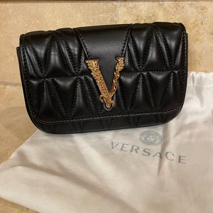 Versace Nappa Quilted Virtus V Evening bag, black
